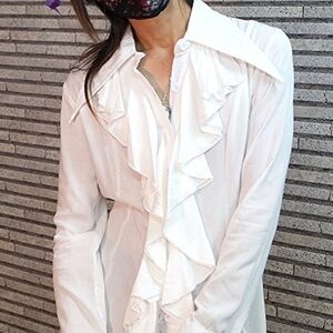 Dressbarn White Ruffled Blouse